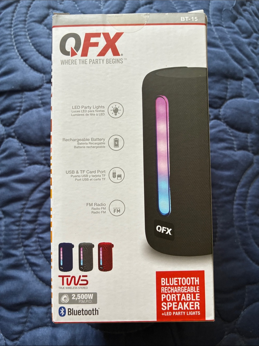 Bluetooth Rechargeable Portable Speaker with LED Party Lights - Black